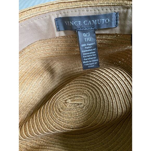 Vince Camuto Straw Sun Hat with Black Ribbon Trim